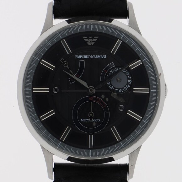 Emporio Armani AR-4659 Mechanico black SS/leather AT - Picture 1 of 8